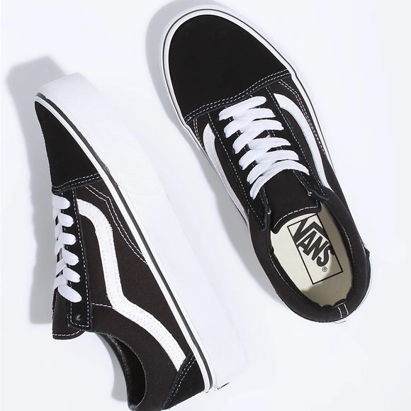 Vans womens old school VN0A3B3UY28 classic style one platform black and white - Picture 9 of 12
